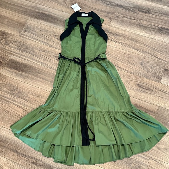 NWT! Kleid Celia Midi Green Tie Waist Dress Size Small - Picture 4 of 12